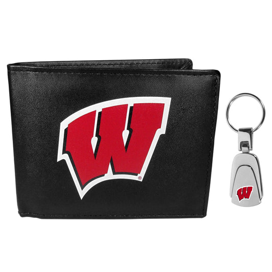 Wisconsin Badgers Bi-fold Wallet & Steel Key Chain - Flyclothing LLC
