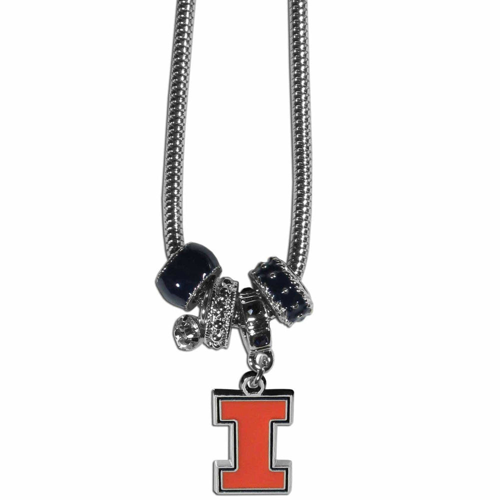 Illinois Fighting Illini Euro Bead Necklace - Siskiyou Buckle - Flyclothing LLC