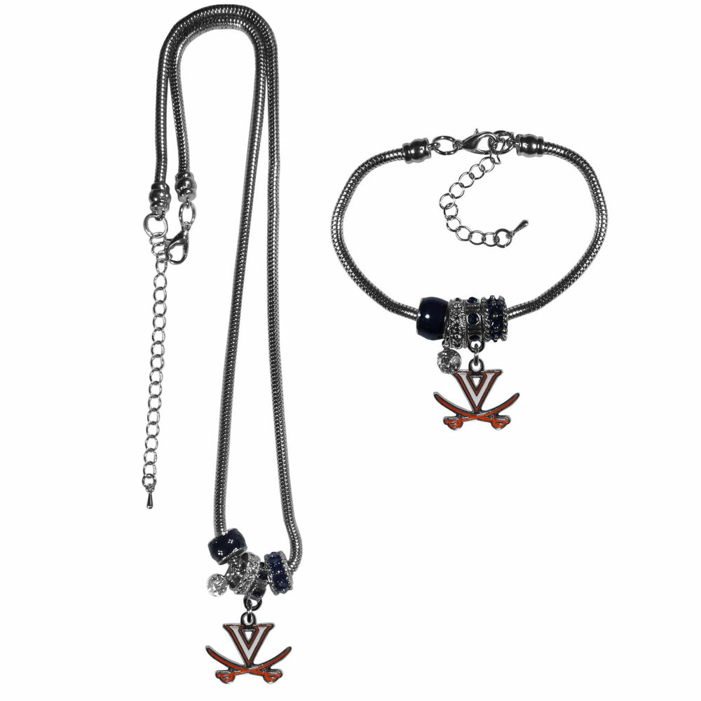 Virginia Cavaliers Euro Bead Necklace and Bracelet Set - Siskiyou Buckle - Flyclothing LLC