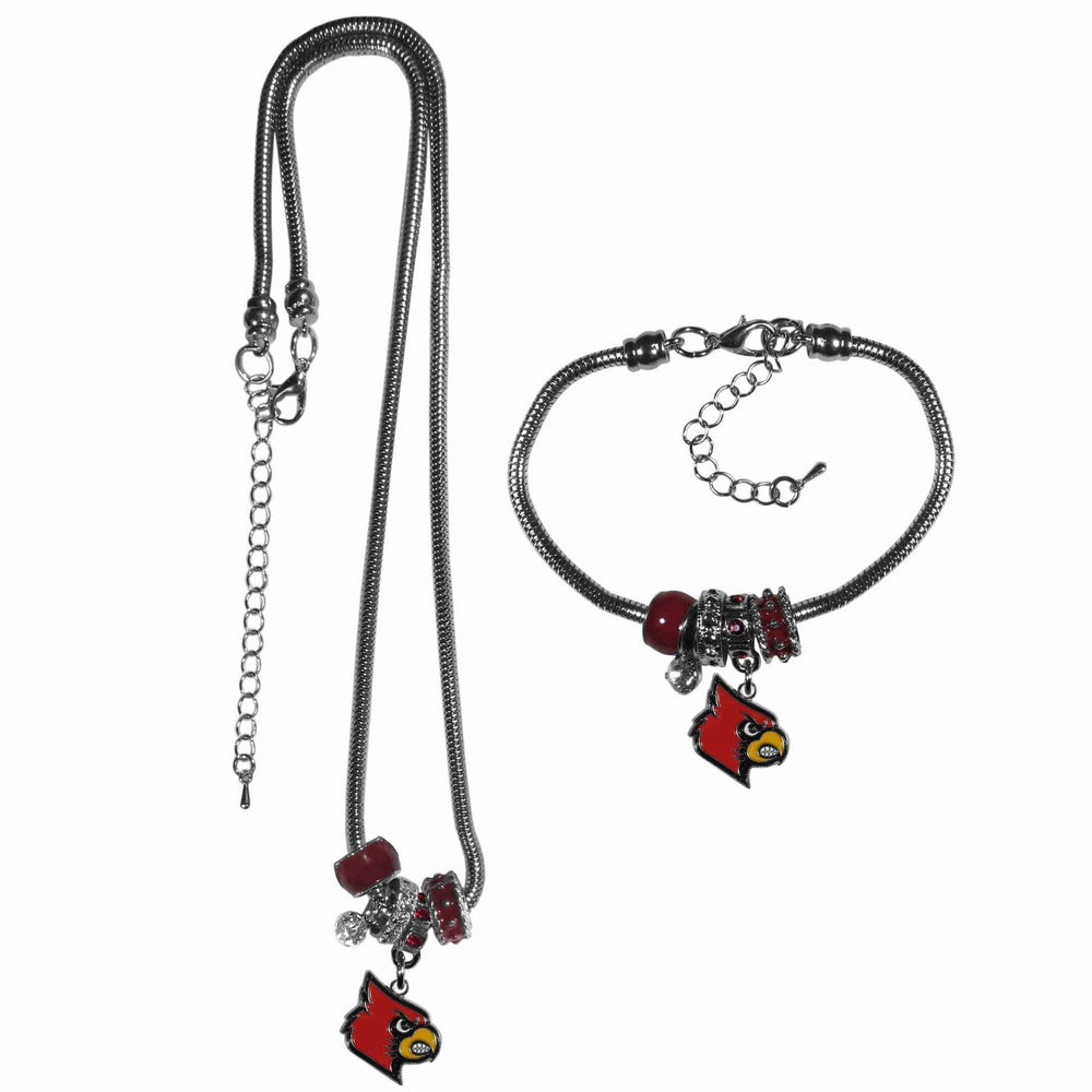 Louisville Cardinals Euro Bead Necklace and Bracelet Set - Siskiyou Buckle - Flyclothing LLC