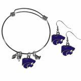 Kansas St. Wildcats Dangle Earrings and Charm Bangle Bracelet Set - Siskiyou Buckle - Flyclothing LLC