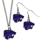 Kansas St. Wildcats Dangle Earrings and Chain Necklace Set - Siskiyou Buckle - Flyclothing LLC