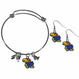 Kansas Jayhawks Dangle Earrings and Charm Bangle Bracelet Set - Siskiyou Buckle - Flyclothing LLC