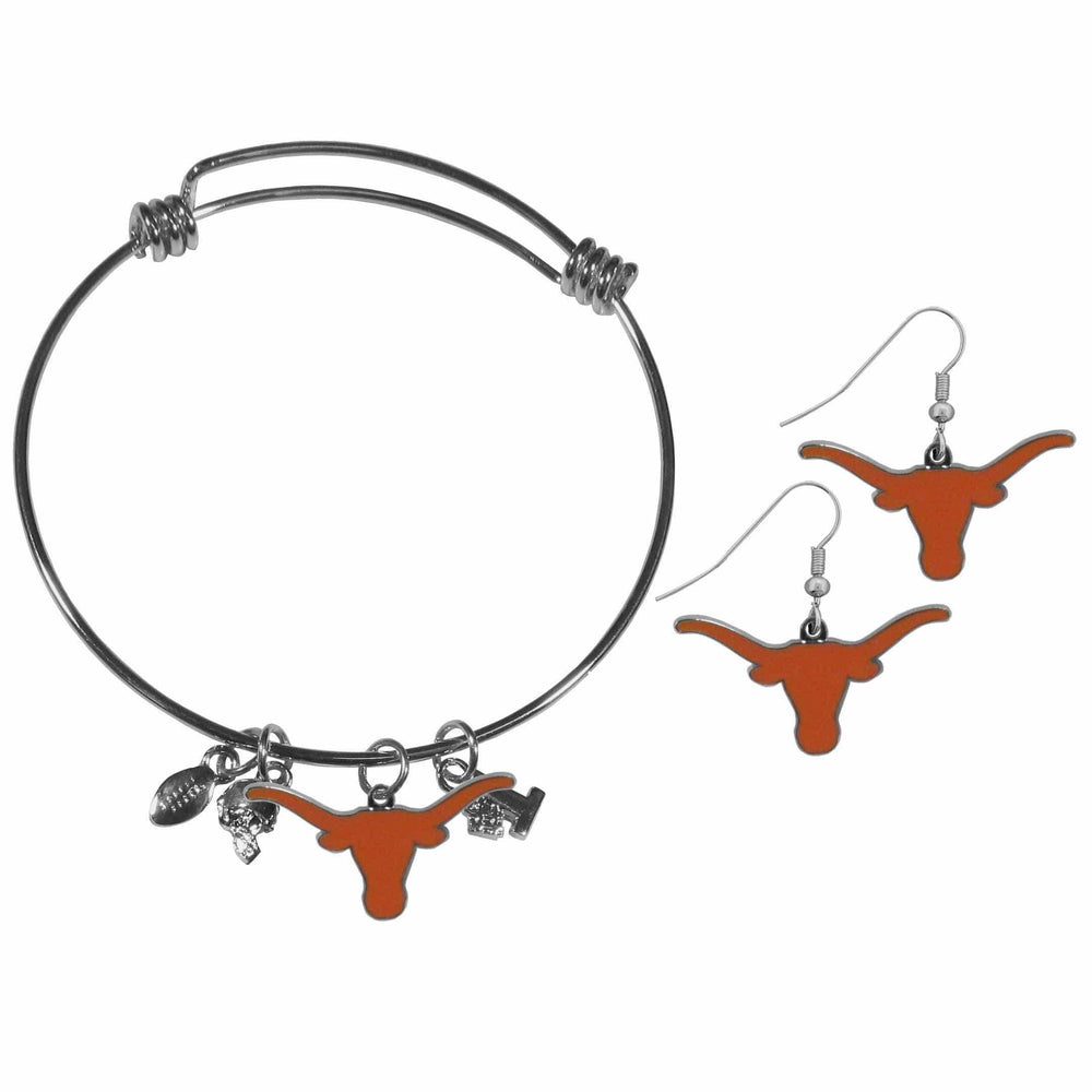 Texas Longhorns Dangle Earrings and Charm Bangle Bracelet Set - Siskiyou Buckle - Flyclothing LLC