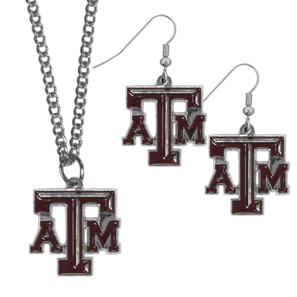 Texas A & M Aggies Dangle Earrings and Chain Necklace Set - Siskiyou Buckle - Flyclothing LLC