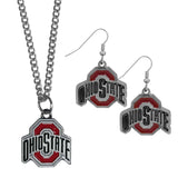 Ohio St. Buckeyes Dangle Earrings and Chain Necklace Set - Siskiyou Buckle - Flyclothing LLC