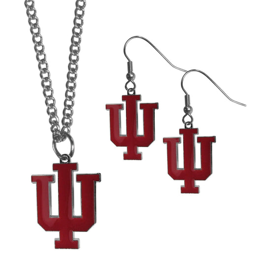 Indiana Hoosiers Dangle Earrings and Chain Necklace Set - Flyclothing LLC