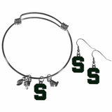 Michigan St. Spartans Dangle Earrings and Charm Bangle Bracelet Set - Siskiyou Buckle - Flyclothing LLC
