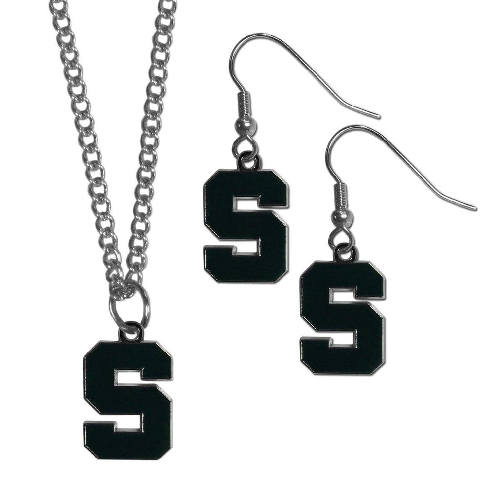 Michigan St. Spartans Dangle Earrings and Chain Necklace Set - Siskiyou Buckle - Flyclothing LLC