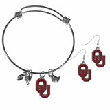 Oklahoma Sooners Dangle Earrings and Charm Bangle Bracelet Set - Siskiyou Buckle - Flyclothing LLC
