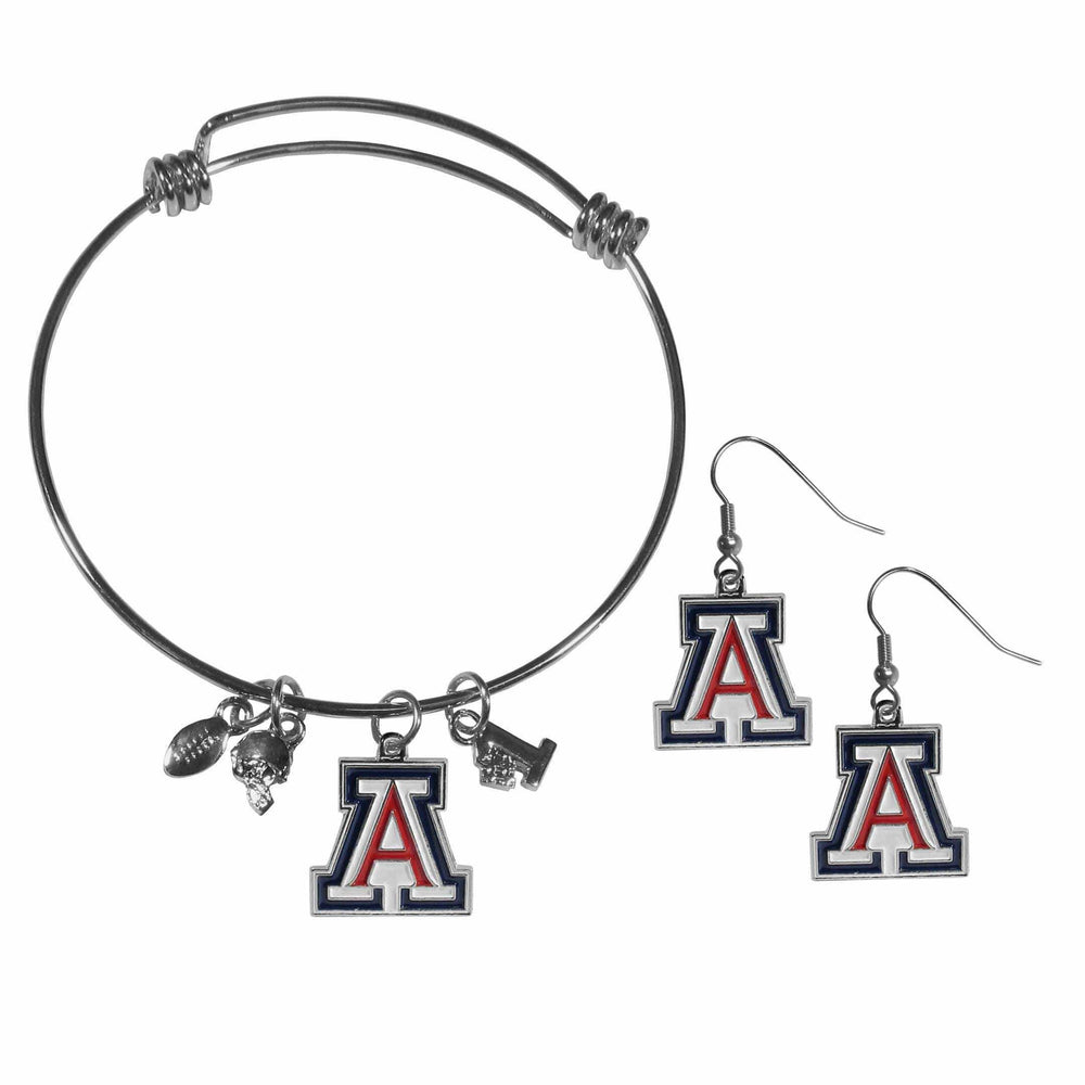 Arizona Wildcats Dangle Earrings and Charm Bangle Bracelet Set - Siskiyou Buckle - Flyclothing LLC