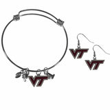 Virginia Tech Hokies Dangle Earrings and Charm Bangle Bracelet Set - Siskiyou Buckle - Flyclothing LLC