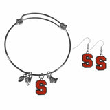 Syracuse Orange Dangle Earrings and Charm Bangle Bracelet Set - Siskiyou Buckle - Flyclothing LLC