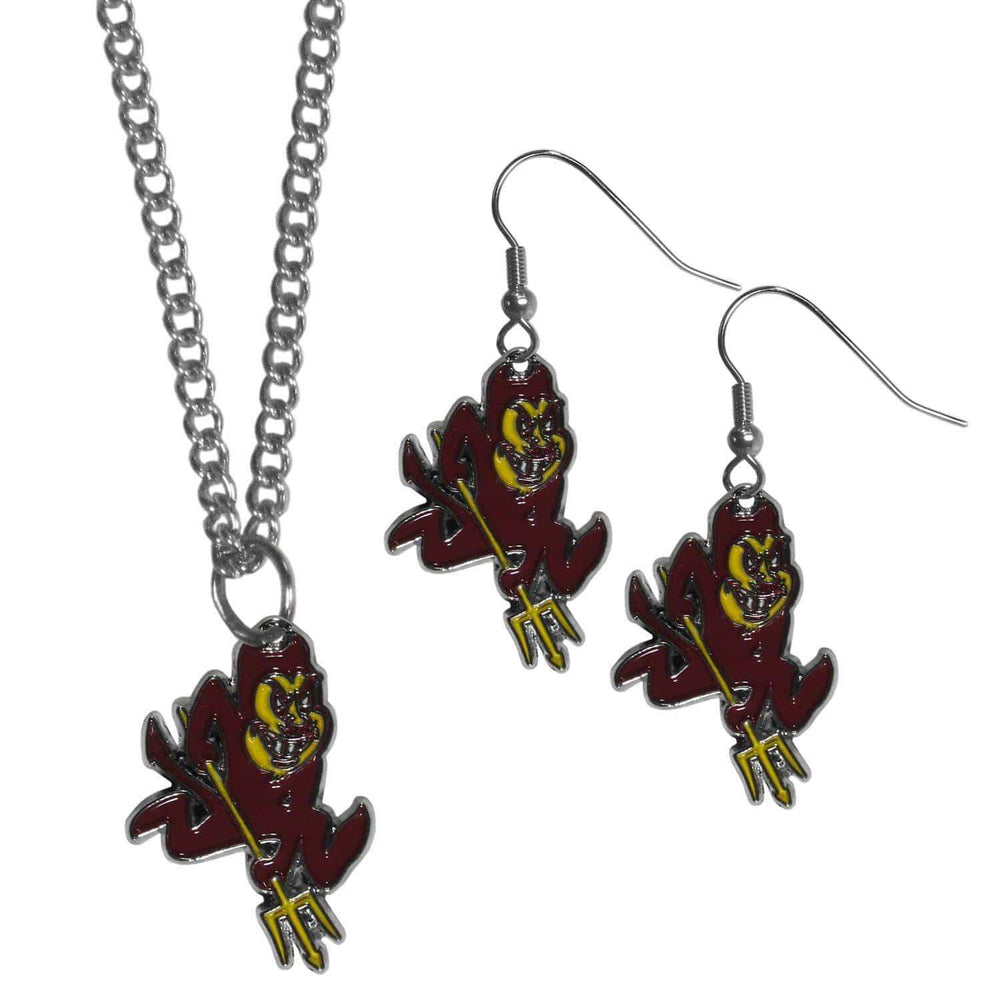 Arizona St. Sun Devils Dangle Earrings and Chain Necklace Set - Siskiyou Buckle - Flyclothing LLC