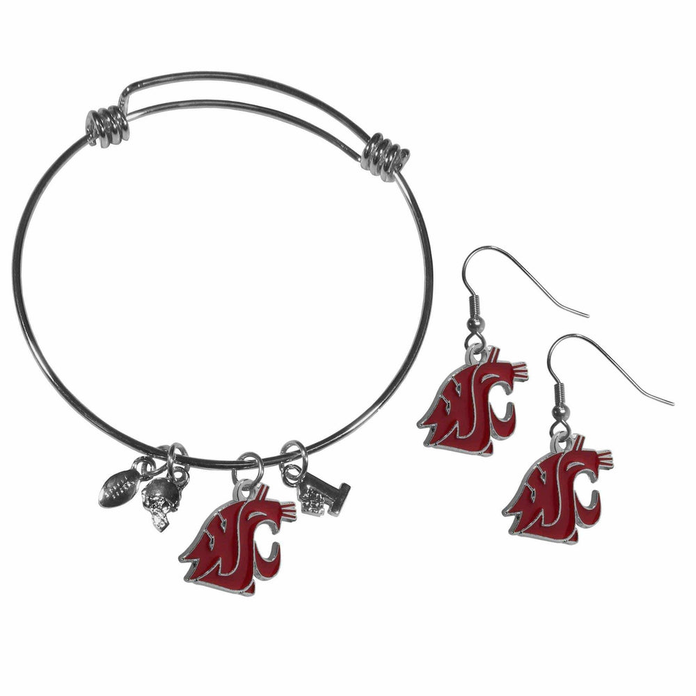 Washington St. Cougars Dangle Earrings and Charm Bangle Bracelet Set - Siskiyou Buckle - Flyclothing LLC