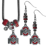 Ohio St. Buckeyes Euro Bead Earrings and Necklace Set - Siskiyou Buckle - Flyclothing LLC