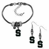 Michigan St. Spartans Euro Bead Earrings and Bracelet Set - Siskiyou Buckle - Flyclothing LLC