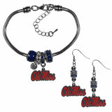 Mississippi Rebels Euro Bead Earrings and Bracelet Set - Siskiyou Buckle - Flyclothing LLC