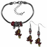 Arizona St. Sun Devils Euro Bead Earrings and Bracelet Set - Siskiyou Buckle - Flyclothing LLC
