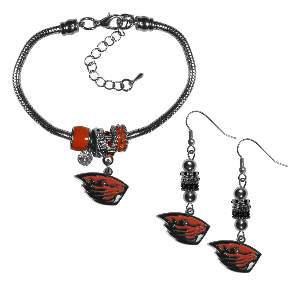 Oregon St. Beavers Euro Bead Earrings and Bracelet Set - Siskiyou Buckle - Flyclothing LLC