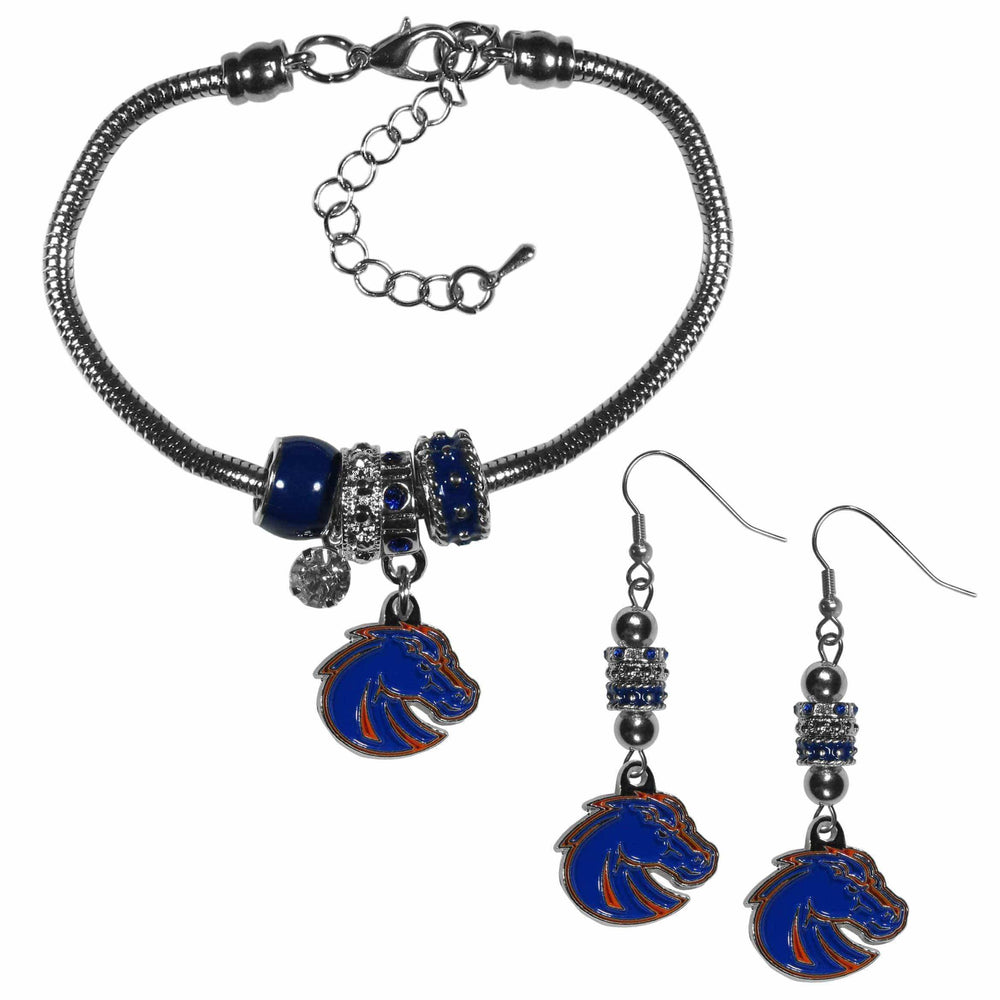 Boise St. Broncos Euro Bead Earrings and Bracelet Set - Siskiyou Buckle - Flyclothing LLC