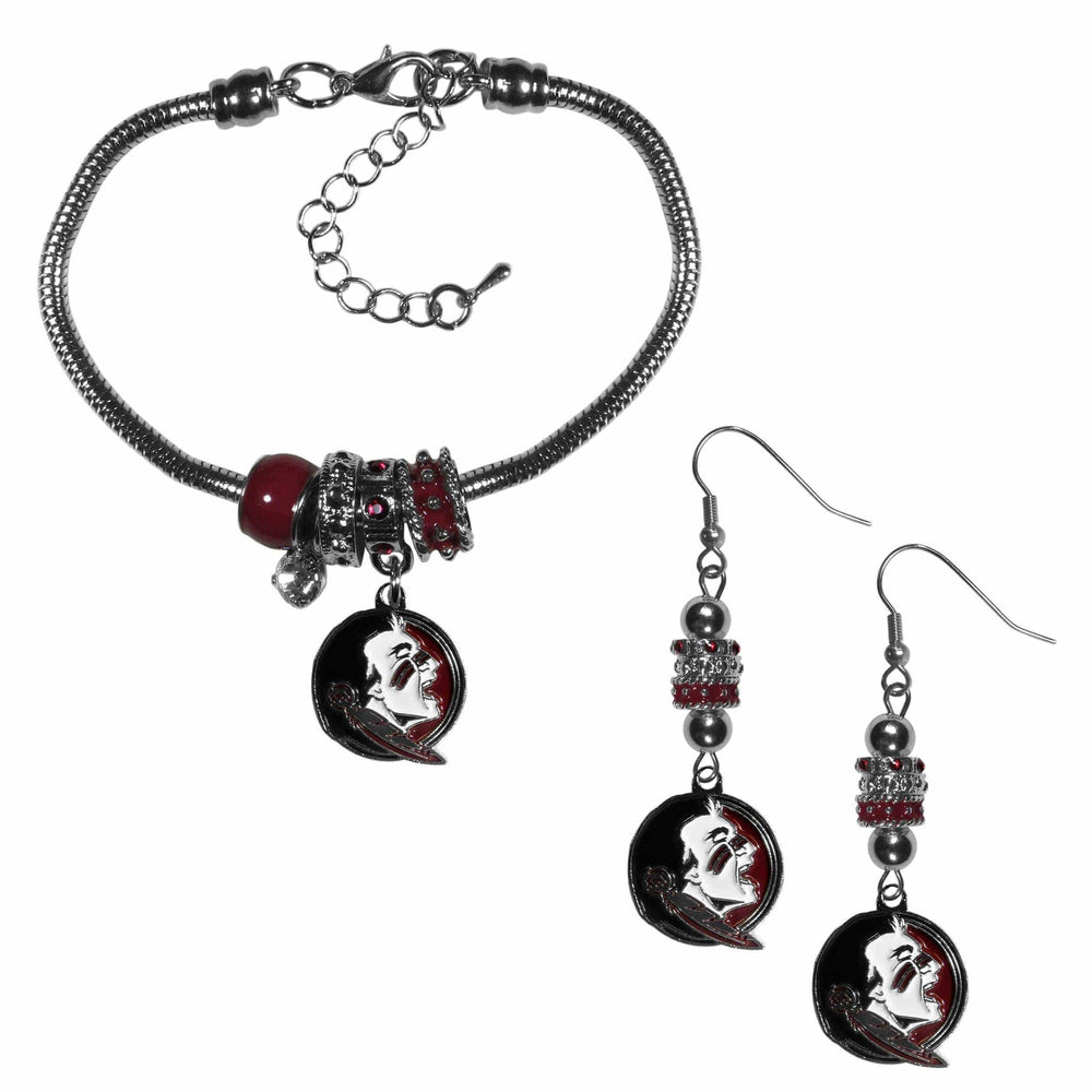 Florida St. Seminoles Euro Bead Earrings and Bracelet Set - Siskiyou Buckle - Flyclothing LLC