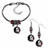 Florida St. Seminoles Euro Bead Earrings and Bracelet Set - Siskiyou Buckle - Flyclothing LLC