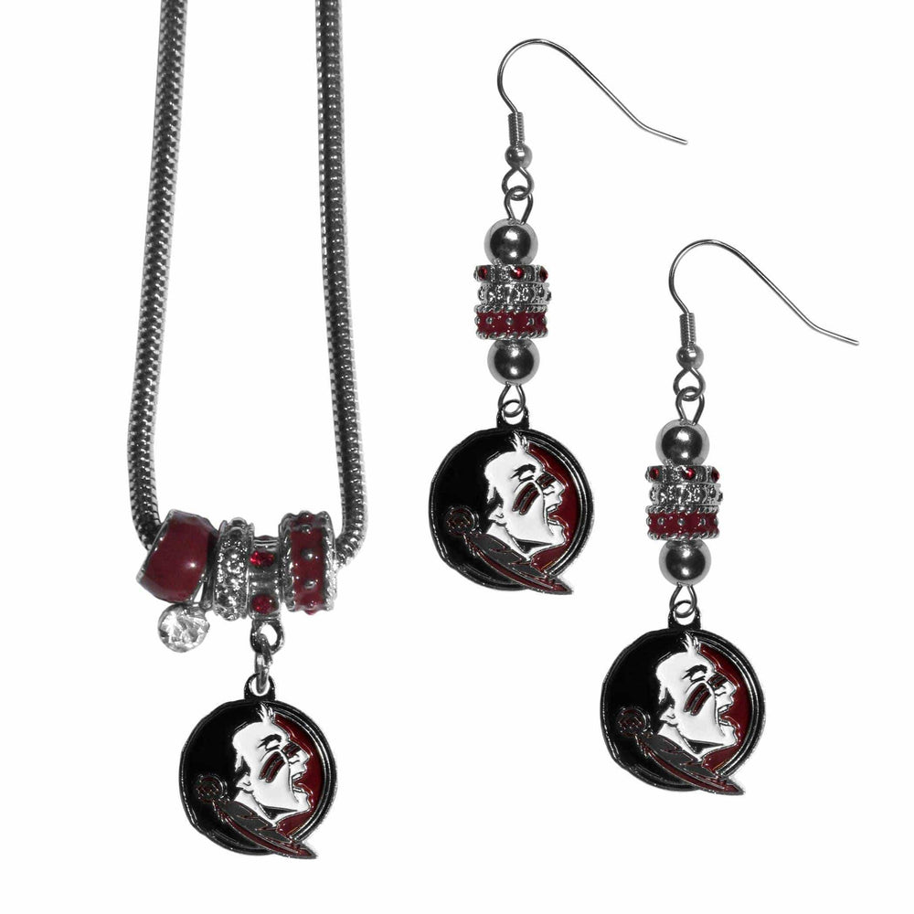 Florida St. Seminoles Euro Bead Earrings and Necklace Set - Siskiyou Buckle - Flyclothing LLC