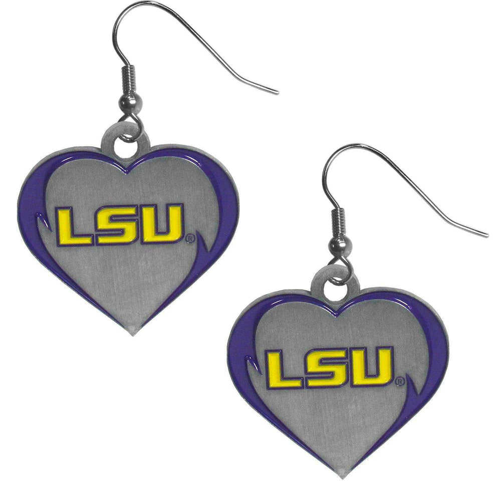 LSU Tigers Heart Dangle Earrings - Siskiyou Buckle - Flyclothing LLC