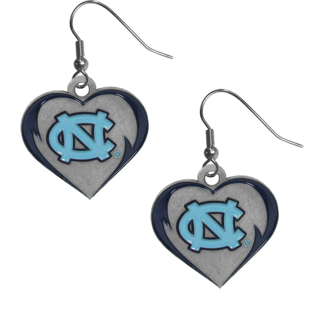 N. Carolina Tar Heels Heart Dangle Earrings - Siskiyou Buckle - Flyclothing LLC