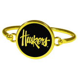 Nebraska Cornhuskers Gold Tone Bangle Bracelet - Siskiyou Buckle - Flyclothing LLC