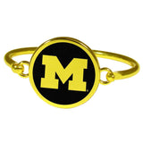 Michigan Wolverines Gold Tone Bangle Bracelet - Siskiyou Buckle - Flyclothing LLC