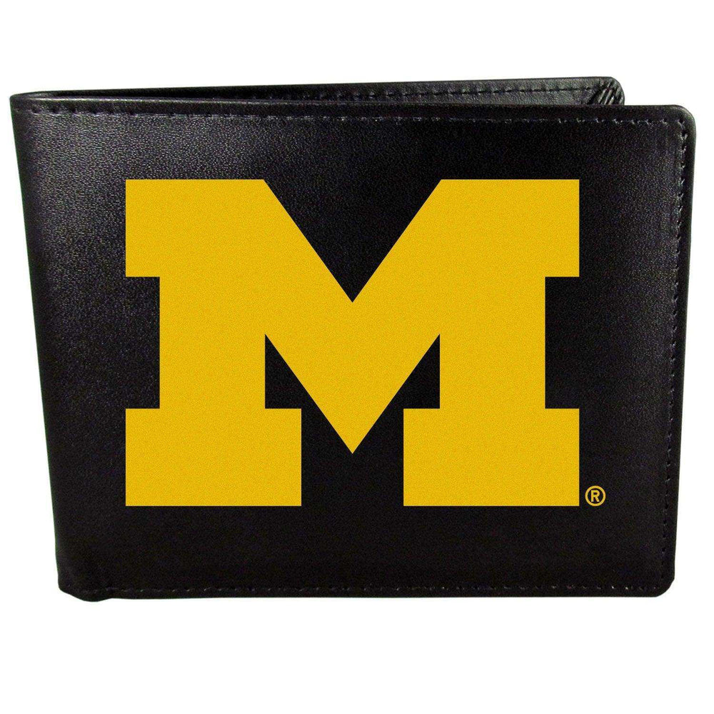Michigan Wolverines Leather Bi-fold Wallet, Large Logo - Siskiyou Buckle - Flyclothing LLC