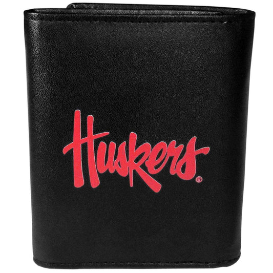 Nebraska Cornhuskers Leather Tri-fold Wallet, Large Logo - Siskiyou Buckle - Flyclothing LLC