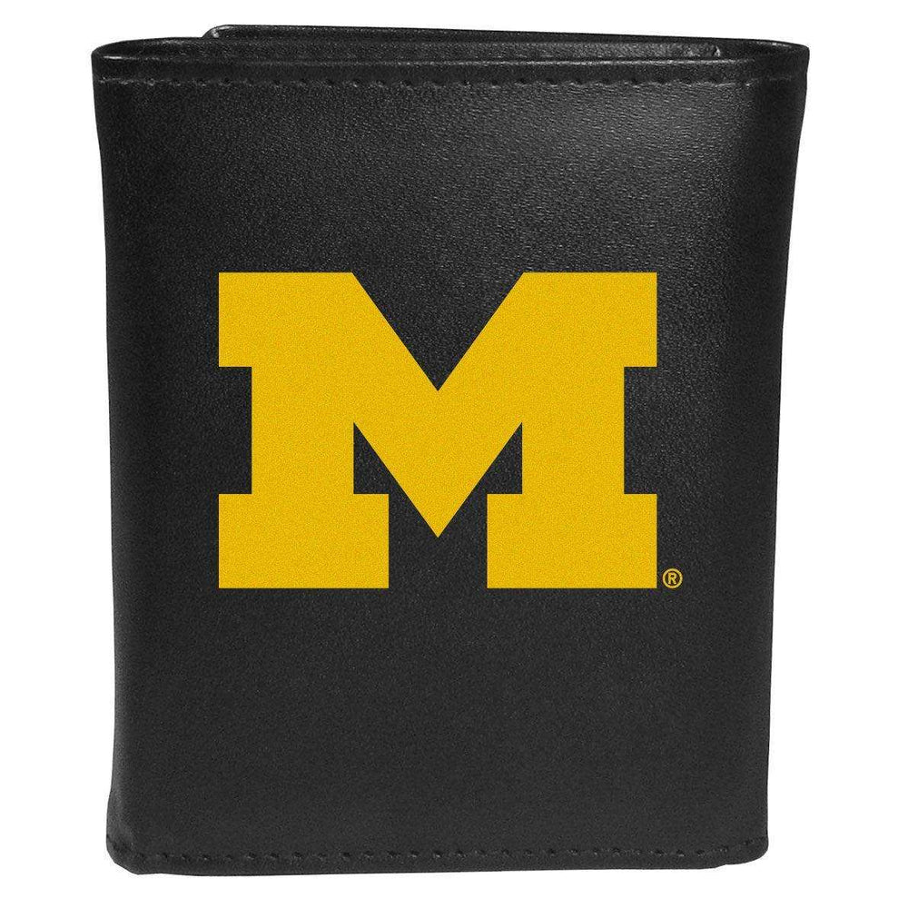 Michigan Wolverines Leather Tri-fold Wallet, Large Logo - Siskiyou Buckle - Flyclothing LLC