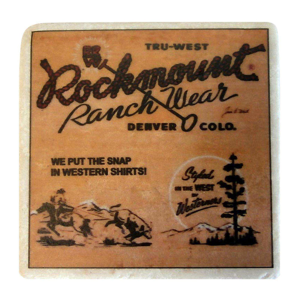 Cowboy Calf Roper Western Marble Coaster - Rockmount Clothing - Flyclothing LLC