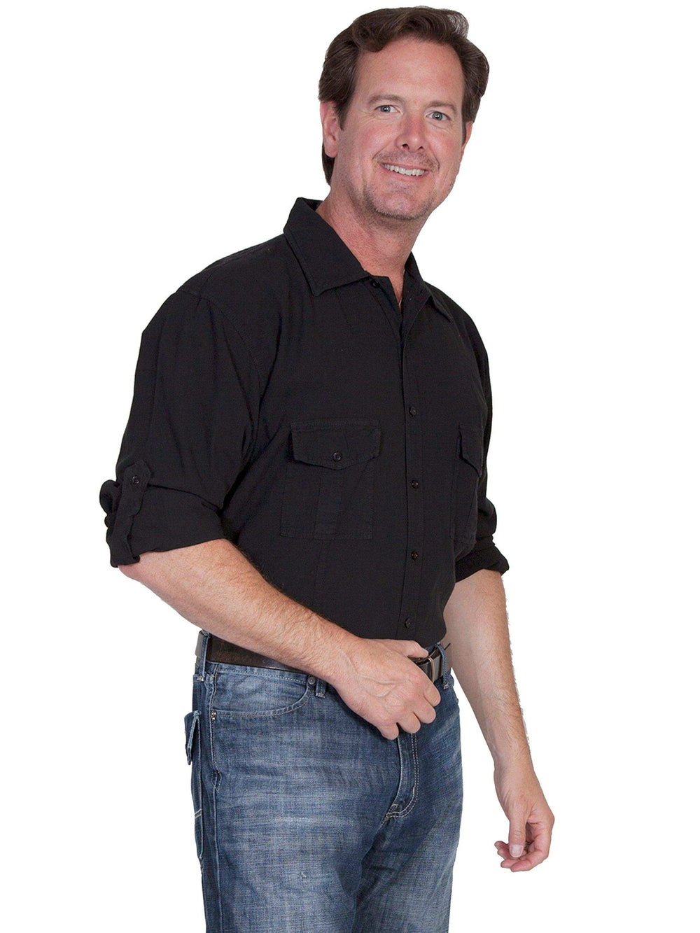 Scully BLACK MEN'S GUSSET POCKET SHIRT - Scully Leather - Flyclothing LLC