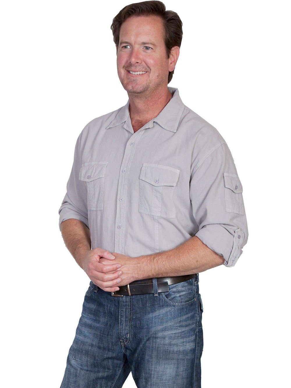 Scully GREY MEN'S GUSSET POCKET SHIRT - Scully Leather - Flyclothing LLC