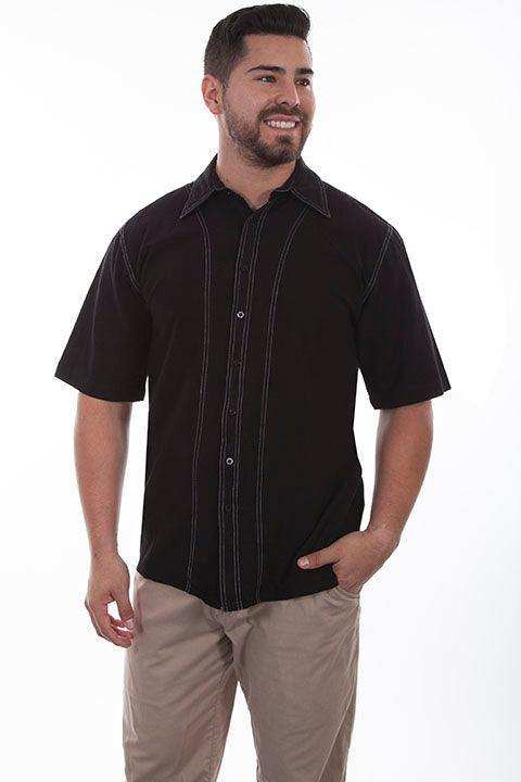 Scully BLACK S/S MEN'S CONTRAST STITCH SHIRT - Scully Leather - Flyclothing LLC