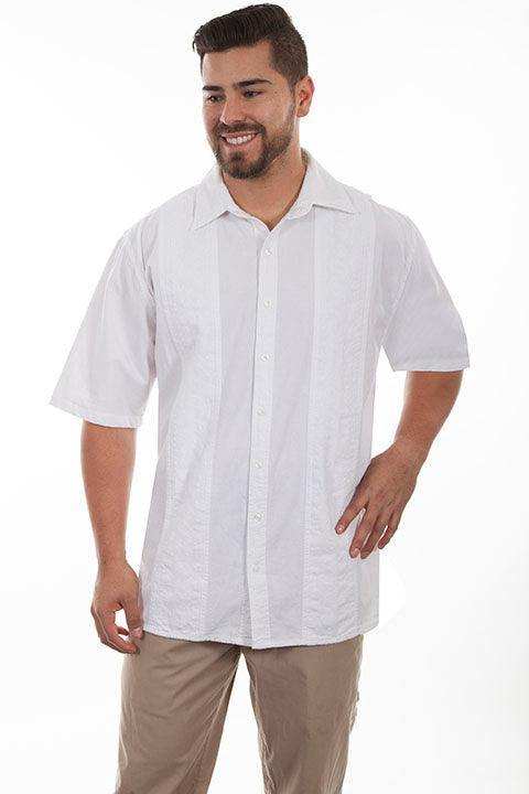 Scully WHITE S.S MEN'S EMB. FRONT SHIRT - Scully Leather - Flyclothing LLC