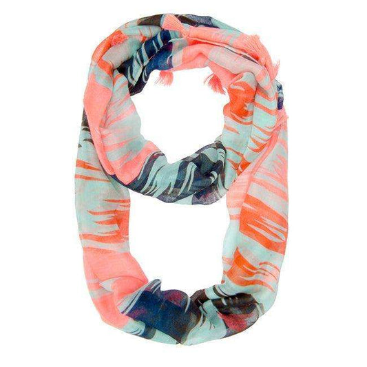 Shira Pink Zebra Infinity Scarf With Tassle Fringe - JGI - Flyclothing LLC
