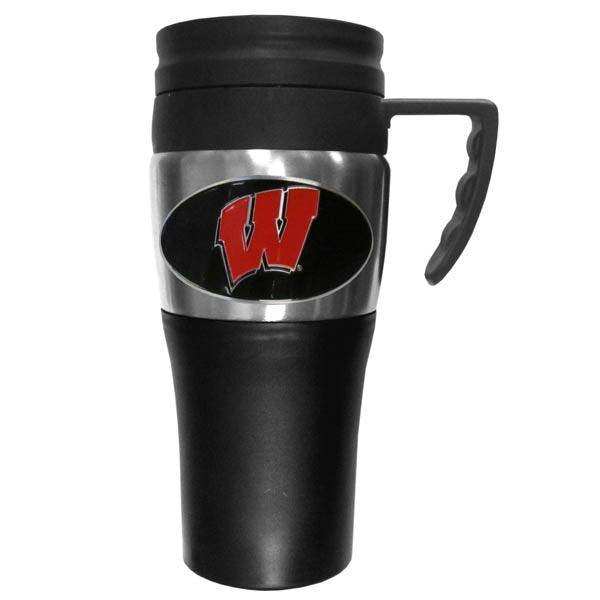 Wisconsin Badgers Steel Travel Mug w/Handle - Siskiyou Buckle - Flyclothing LLC