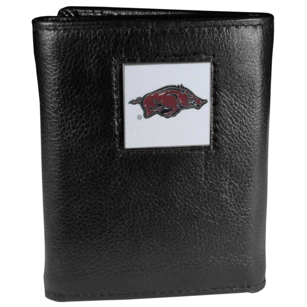 Arkansas Razorbacks Deluxe Leather Tri-fold Wallet Packaged in Gift Box - Siskiyou Buckle - Flyclothing LLC