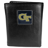Georgia Tech Yellow Jackets Deluxe Leather Tri-fold Wallet Packaged in Gift Box - Siskiyou Buckle - Flyclothing LLC