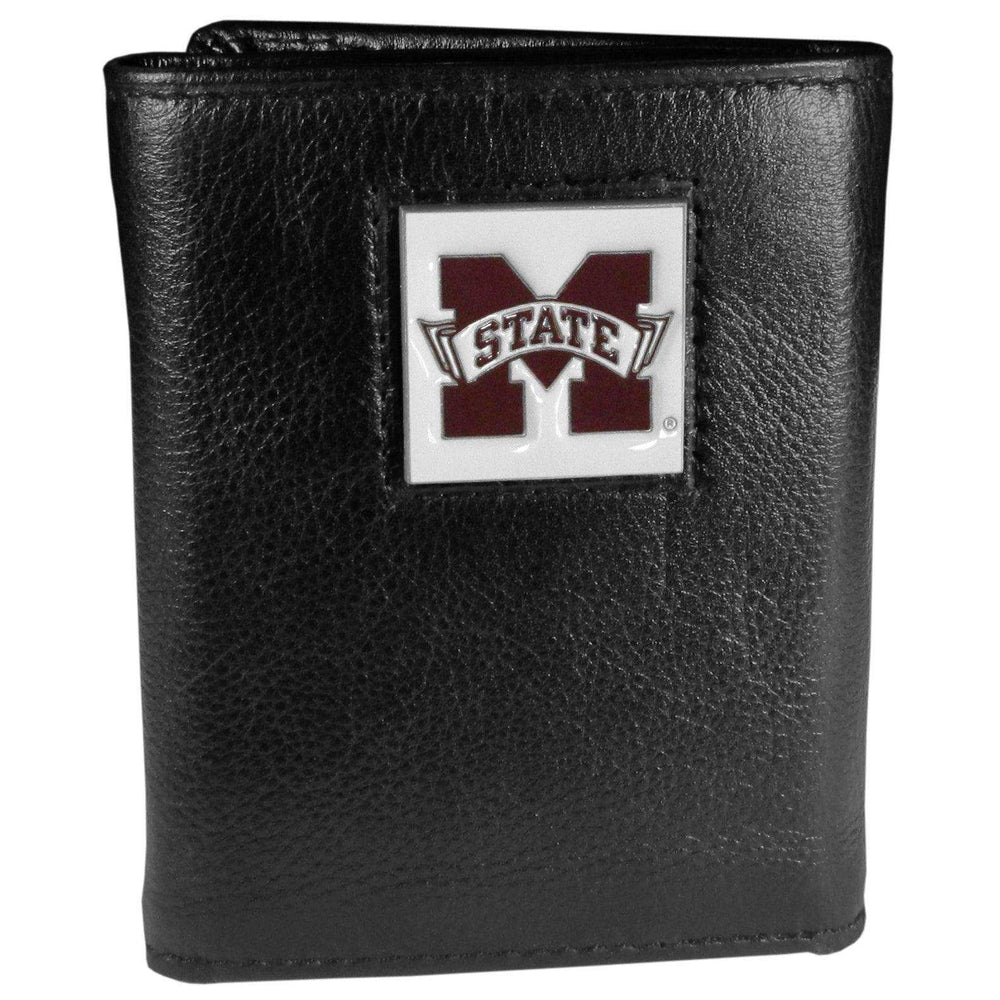 Mississippi St. Bulldogs Deluxe Leather Tri-fold Wallet Packaged in Gift Box - Siskiyou Buckle - Flyclothing LLC