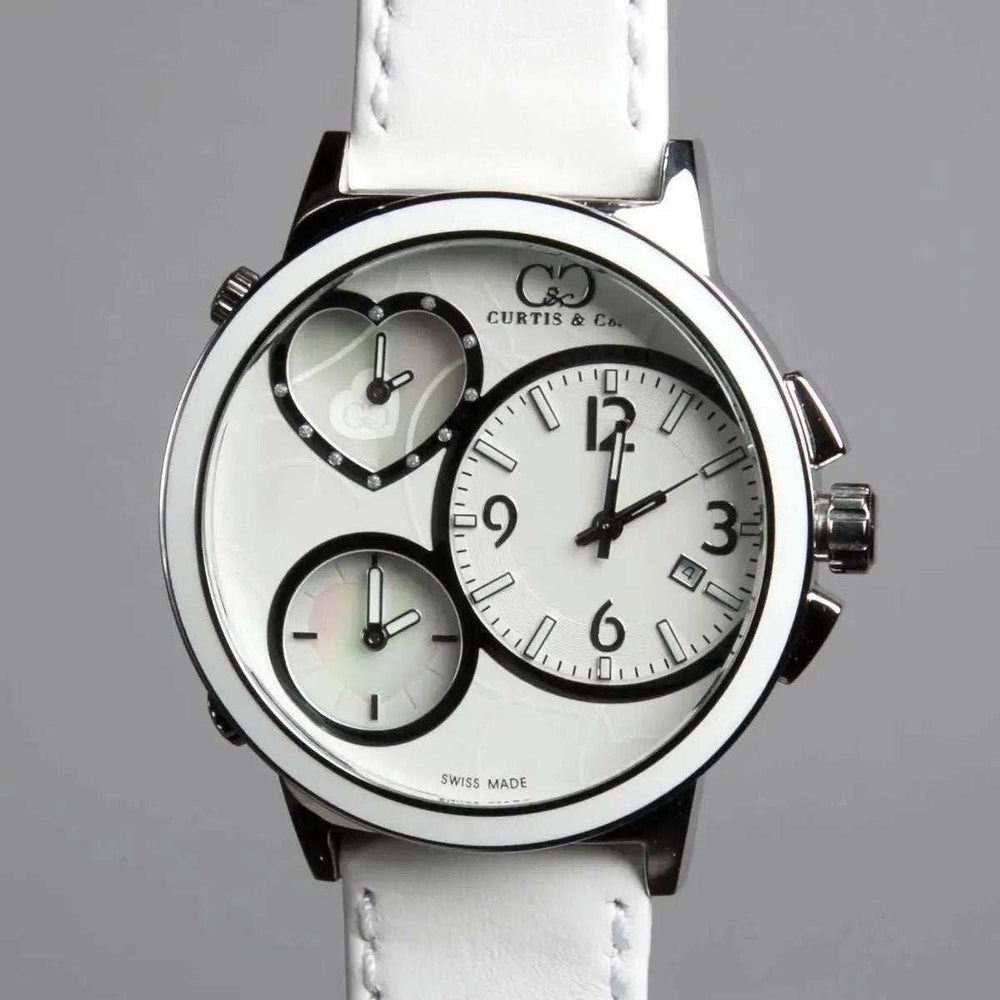 Curtis & Co BIG TIME LOVE (50mm) WHITE DIAL / STAINLESS STEEL CASE Watch - Curtis and Co Watches - Flyclothing LLC