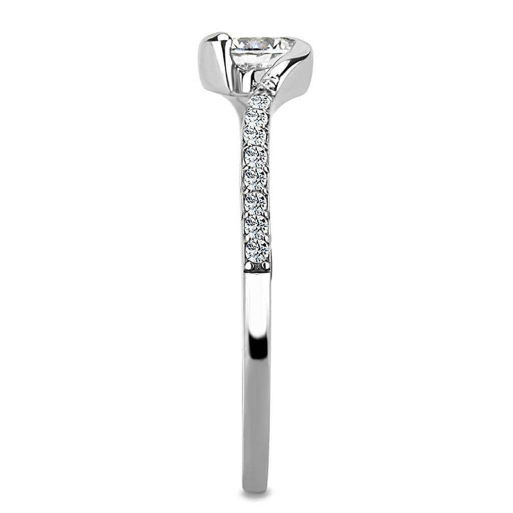 Alamode High polished (no plating) Stainless Steel Ring with AAA Grade CZ in Clear - Alamode - Flyclothing LLC