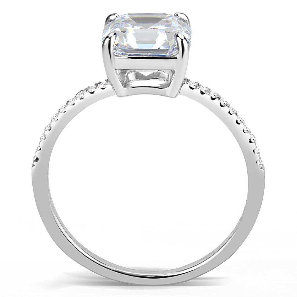 Alamode High polished (no plating) Stainless Steel Ring with Cubic in Clear - Alamode - Flyclothing LLC