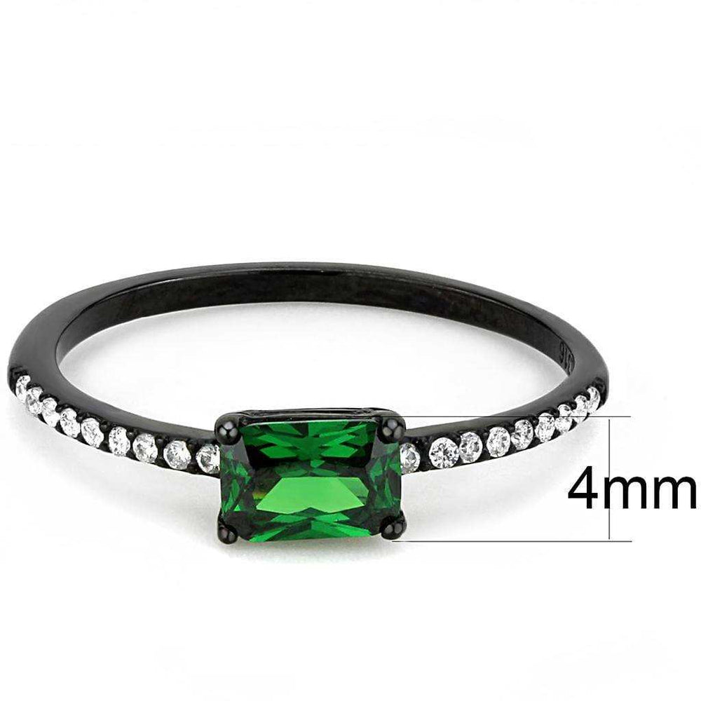Alamode IP Black(Ion Plating) Stainless Steel Ring with AAA Grade CZ in Emerald - Alamode - Flyclothing LLC