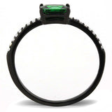 Alamode IP Black(Ion Plating) Stainless Steel Ring with AAA Grade CZ in Emerald - Alamode - Flyclothing LLC